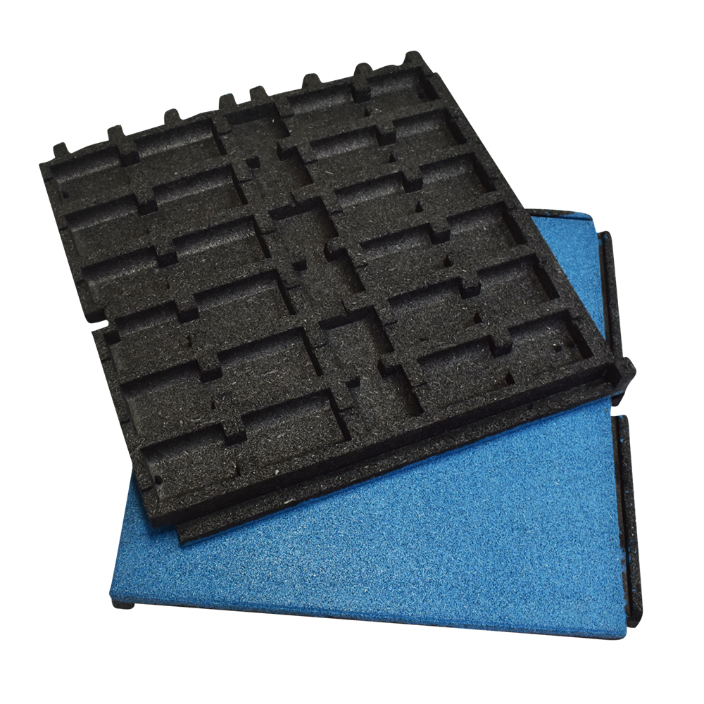 Rubber Outdoor Playground Interlocking Tile 3.25 in Colors top bottom blue