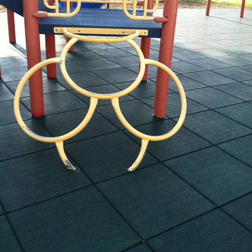 Playground Flooring Blue Sky 2ft x 2ft x 2.75in 50/50 EPDM showing rings playground.