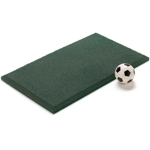 green swing set rubber mat with soccer ball