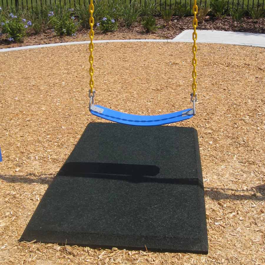 Blue Sky Rubber Swing Mats 3 x 5 Ft x 2 Inch playgroung mats showing pair of swings.