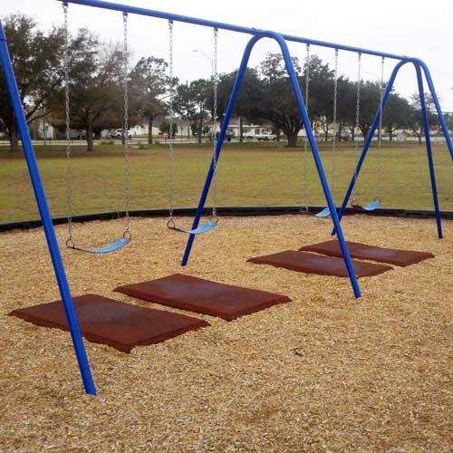 Blue Sky Rubber Swing Mats 3 x 5 Ft x 2 Inch playgroung mats showing swingset.
