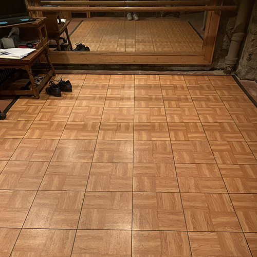 Portable Dance Floor Tiles hotel install for basement barre work