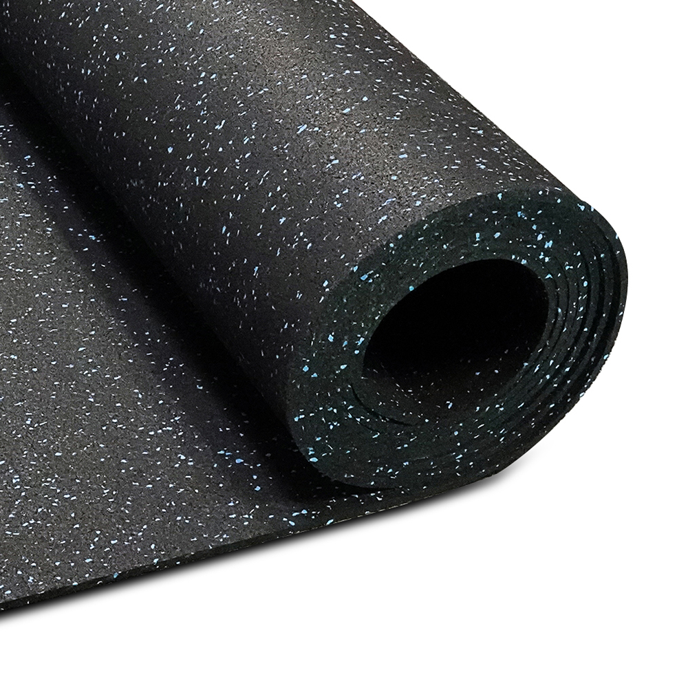 1/4 inch rolled rubber with 10 percent blue color fleck close