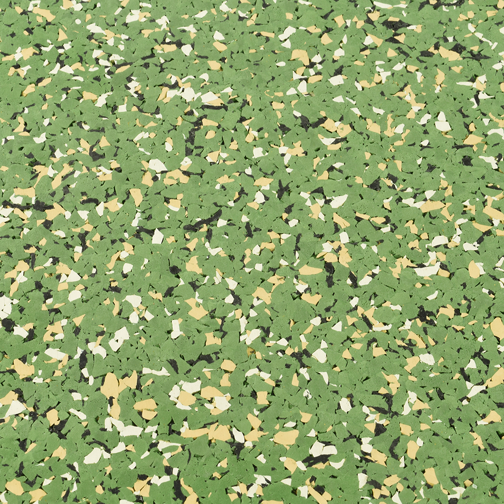 close up of nuclear rubber flooring tiles green meadows color