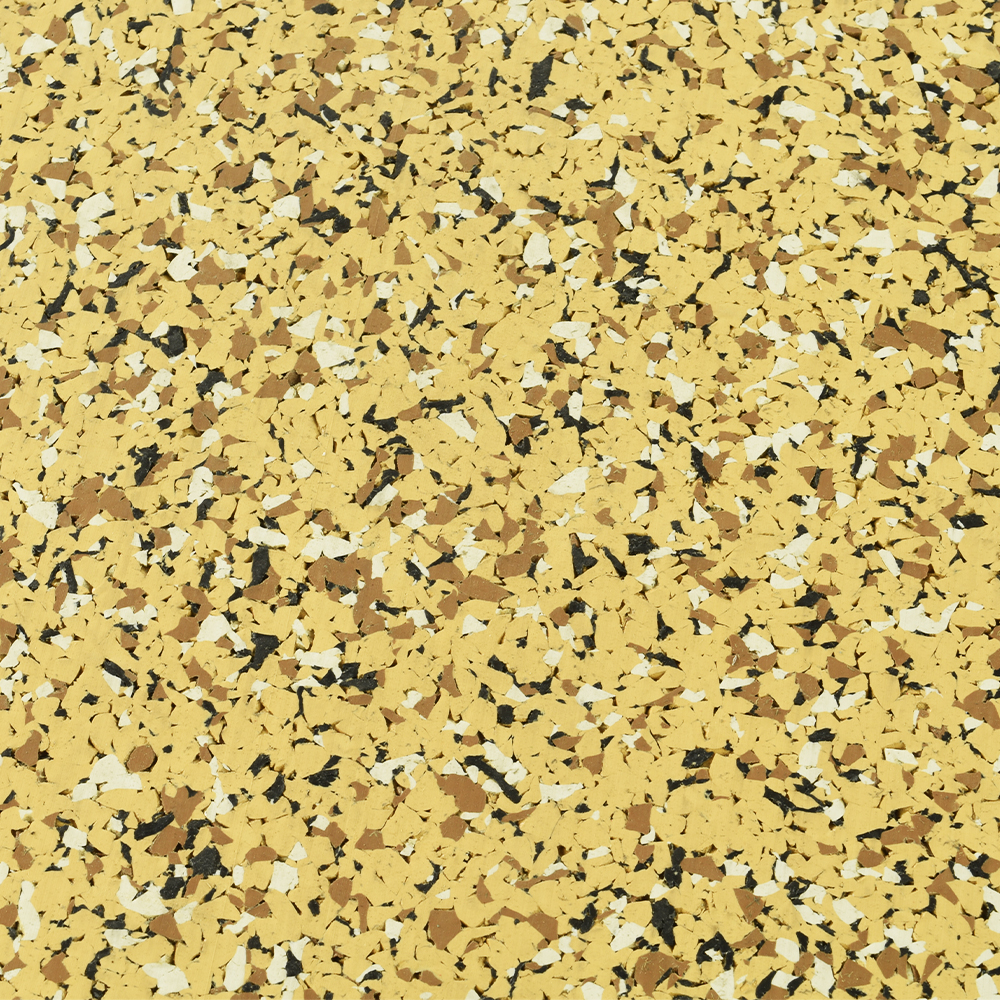close up of nuclear rubber flooring tiles wheat field color with various yellow shades