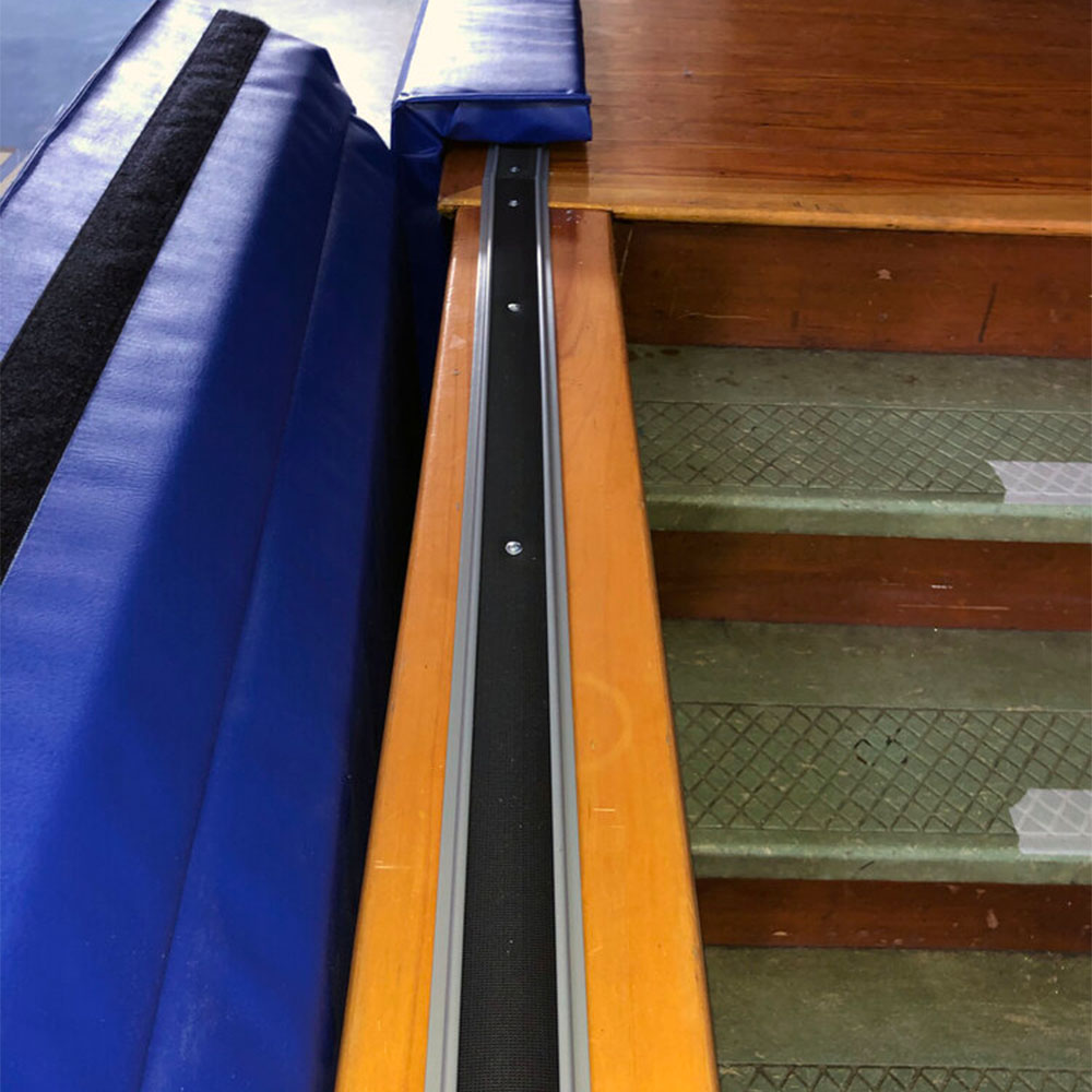 Power rail with royal blue Safety Stage Pads - Hook and Loop Top Return 36-48 Inch W x 48-60 Inch ID