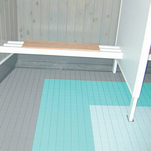 Soft floor tiles for pool or sauna floors
