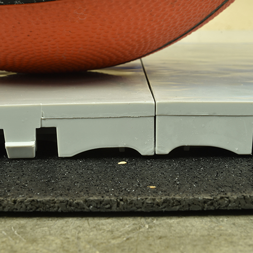 Basketball Court Tiles Flat Top over 3mm rubber underlayment