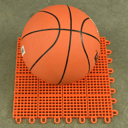 Orange Outdoor Basketball Court Tile over concrete