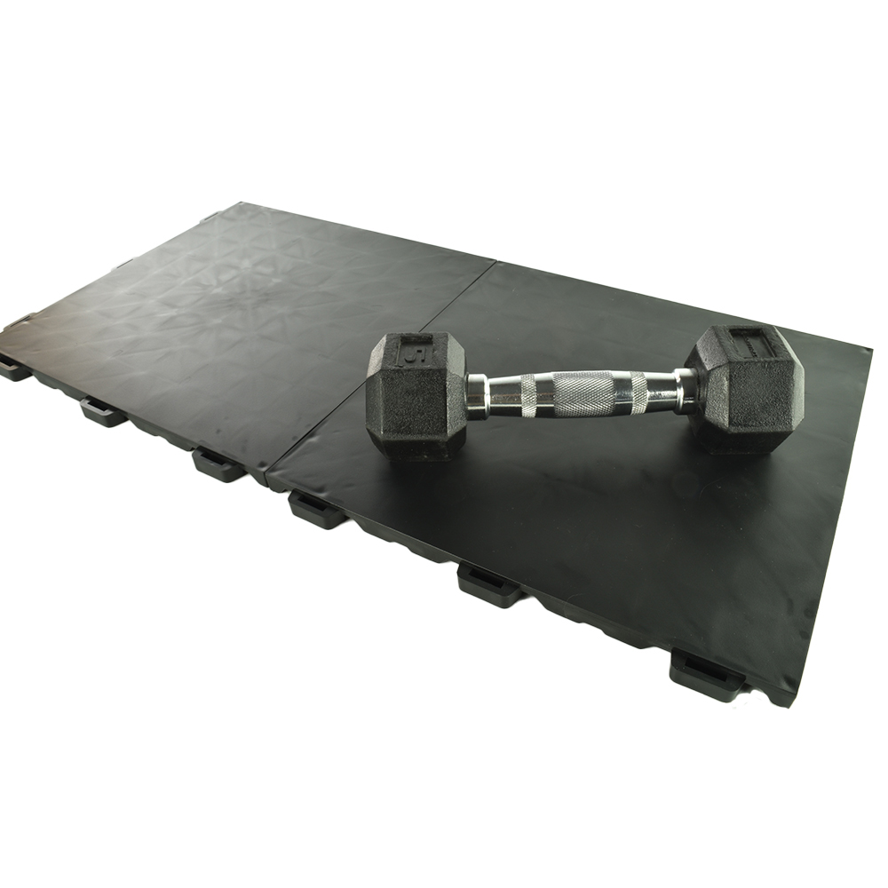 ergonomic interlocked Flooring tiles to help cushion weights in basement