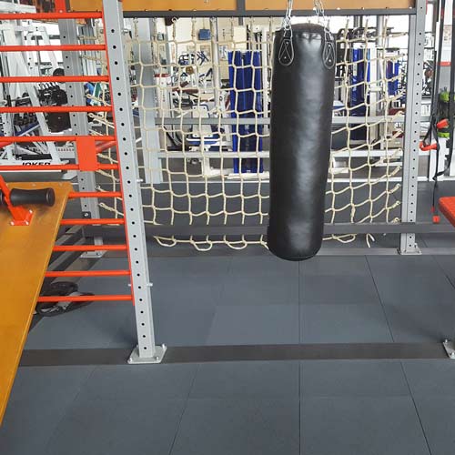 Sterling Athletic rubber tiles installed in boxing gym