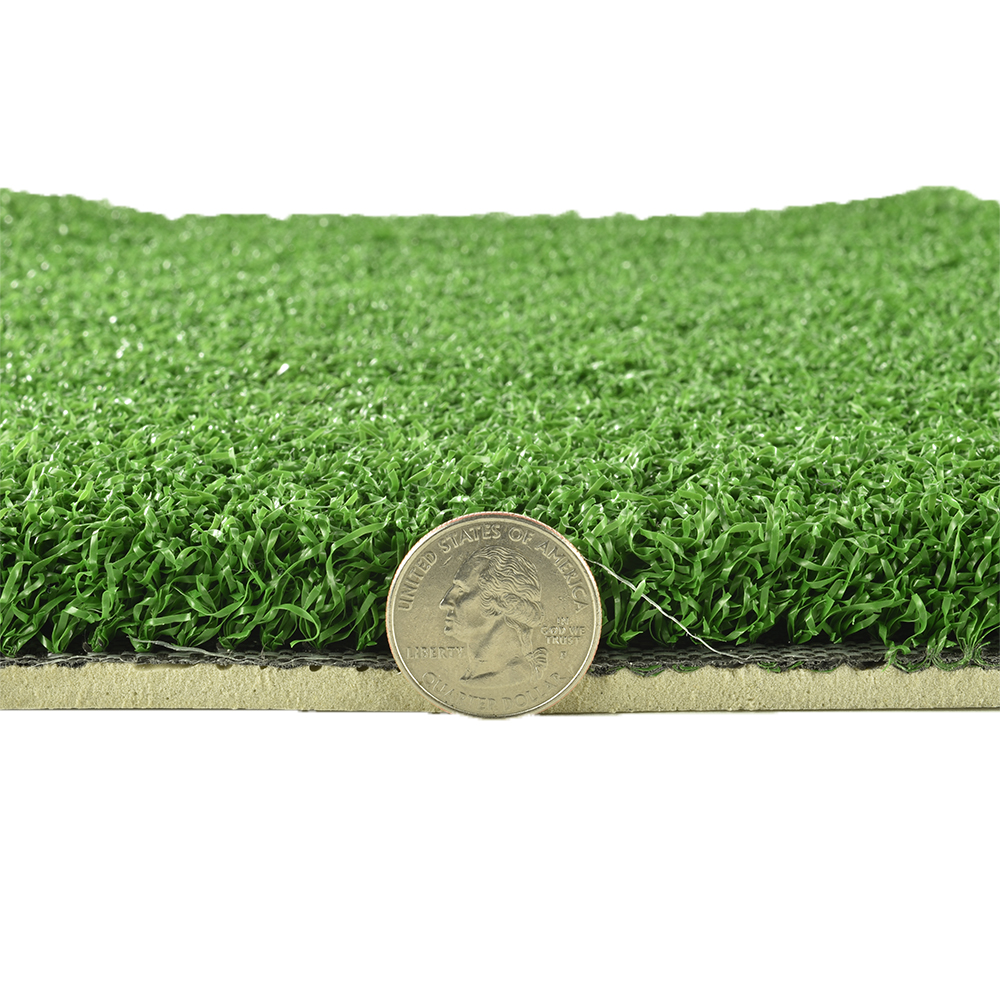 Thickness Compared to Quarter Greatmats Gym Turf Value 3/4 Inch x 15 Ft. Wide 5 mm Foam - Green