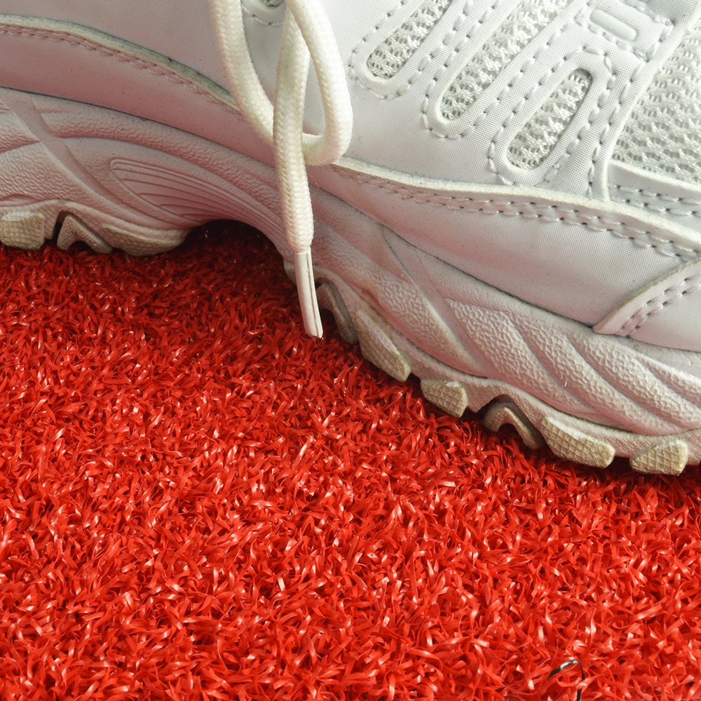 Greatmats Gym Turf Value 3/4 Inch x 15 Ft. Wide 5 mm Foam - Red Turf White Shoe