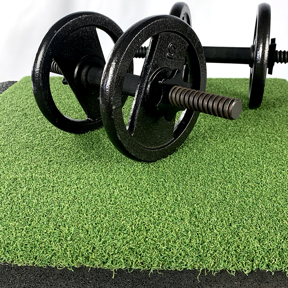 rubber base with turf top tiles for weightlifting