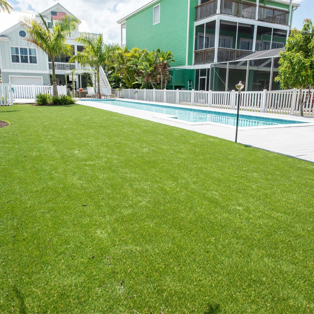 Backyard lap pool ZeroLawn Traditional Artificial Grass Turf 1-1/2 Inch x 15 Ft. Wide per SF