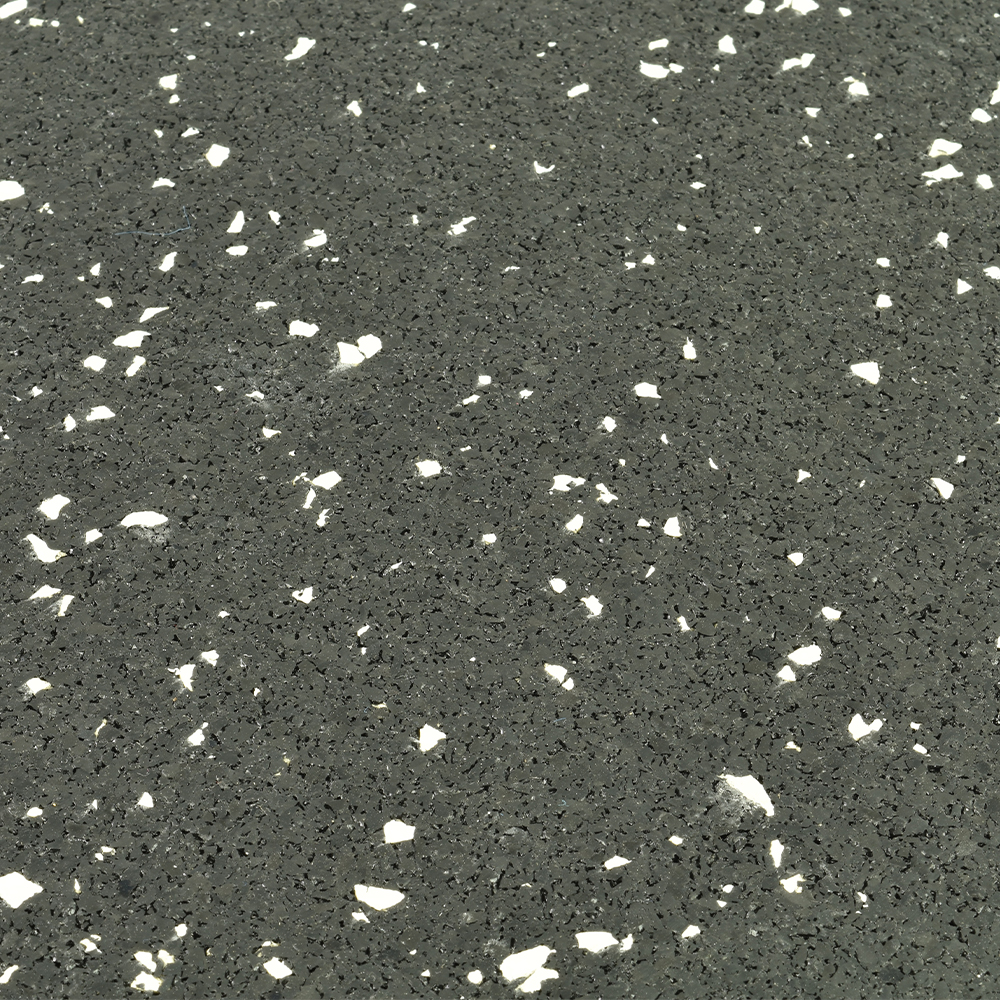 straight edge rubber tile close up of eggshell white fleck