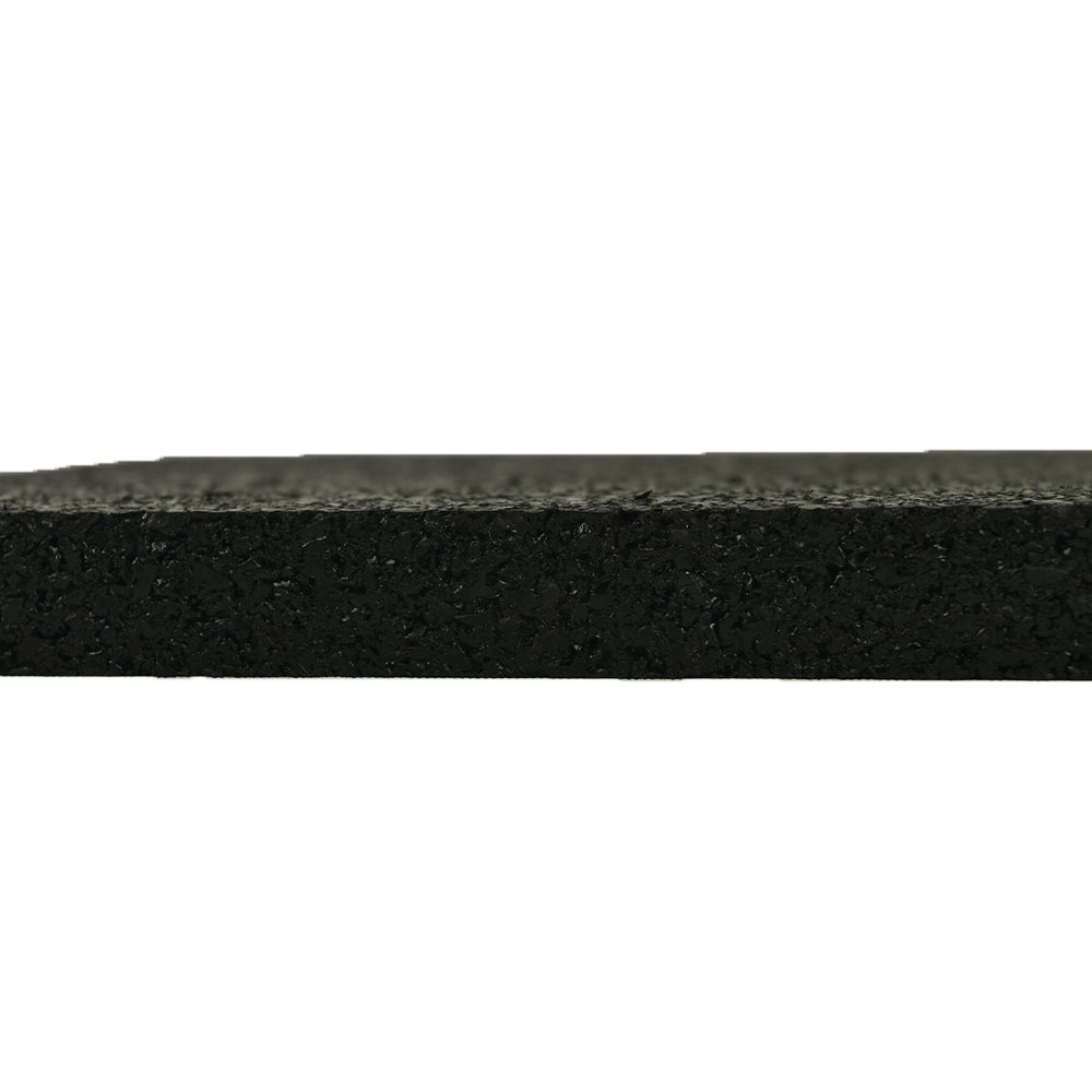 Straight Edge Rubber Tile Black 1/2 Inch 2x2 Ft. Pacific edge view