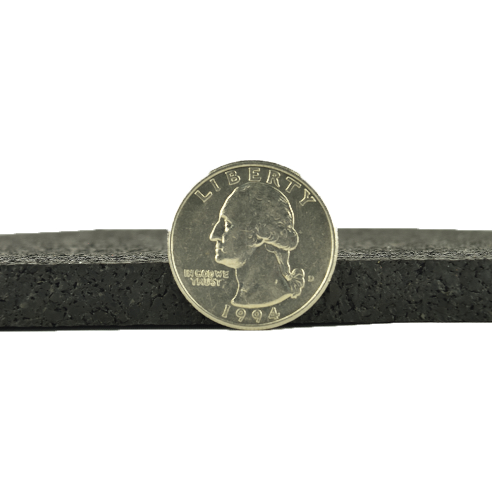 Rolled Rubber three eigths black coin view