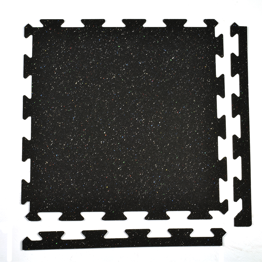 Regrind Rubber Tile Interlocks with Borders 8mm 25x25 Inches 