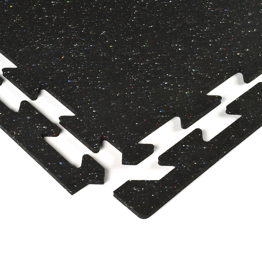 Rubber Tile Interlocks with Borders Regrind 8mm 25x25 Inches Pacific Workout rubber tiles