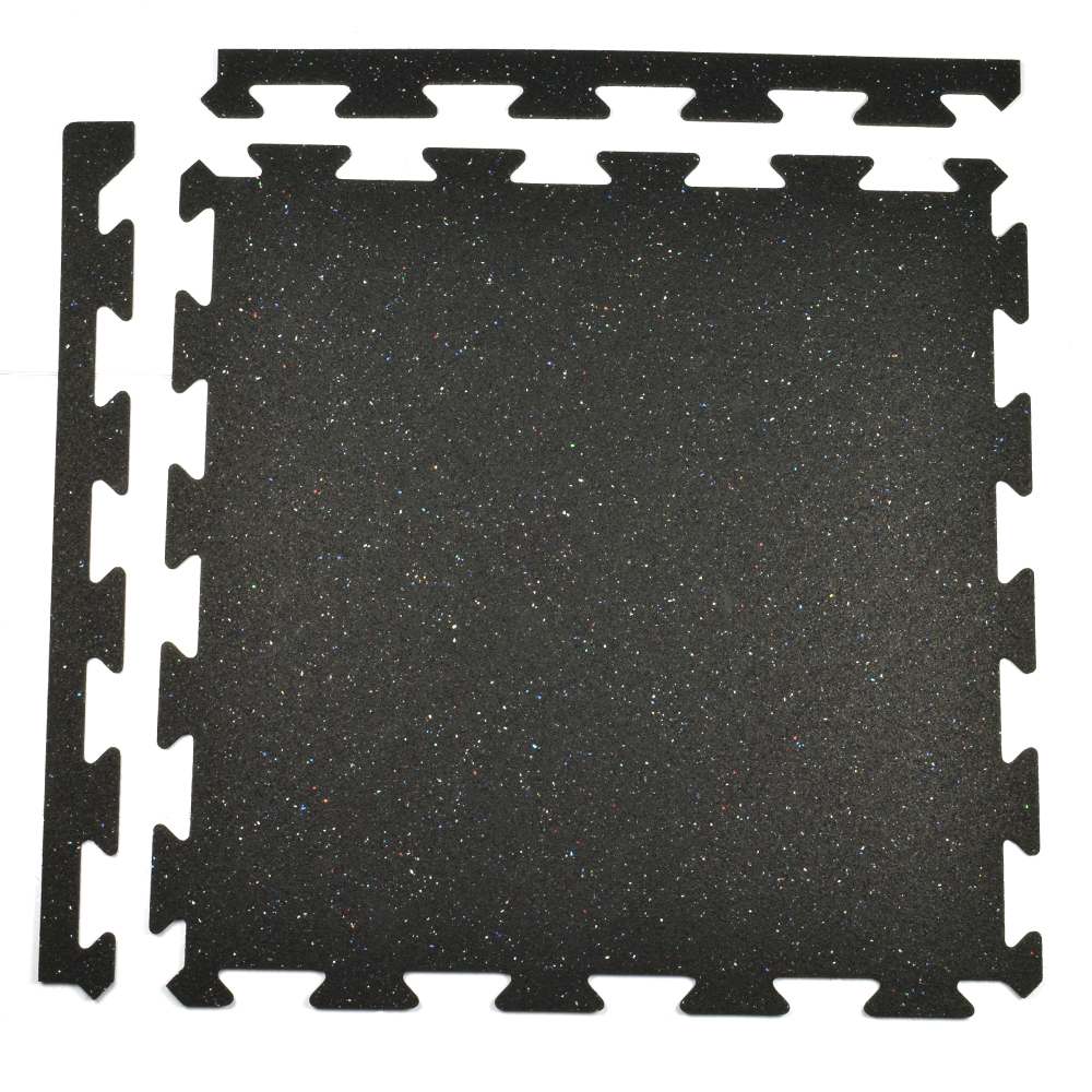 Rubber Tile Interlocks with Borders 1/4 Inch 25x25 inches with borders