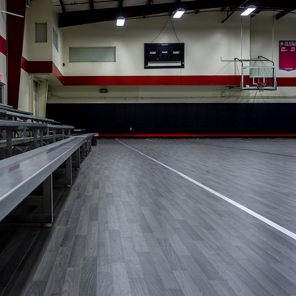 Gym installation Athletic Vinyl Padded Roll Graphite Color Option.