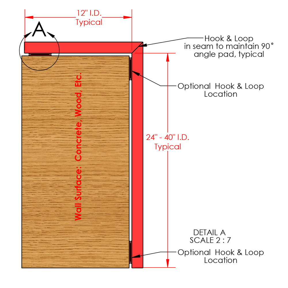 drawing of stage mats with hook and loop velcro attachment method