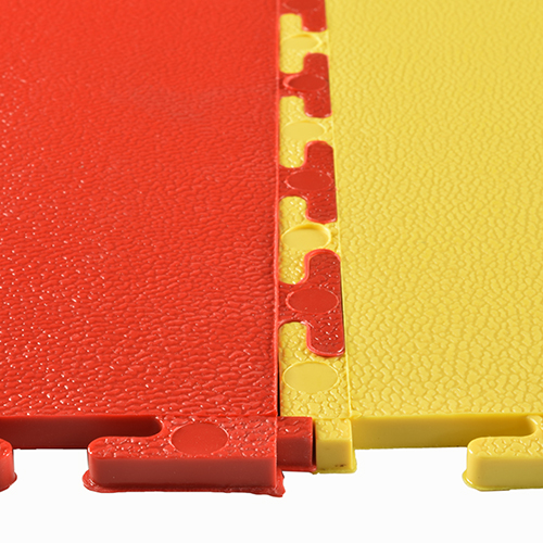 Smooth Top PVC Interlocking Color Ever Red - Yellow Interlock Close Up