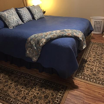 wood grain foam tiles basement bedroom