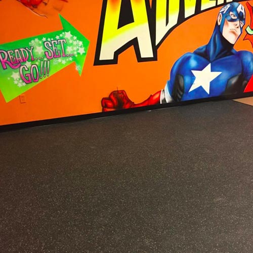 Rubber Flooring Rolls 1/4 Inch 10% Color Regrind Captain America.