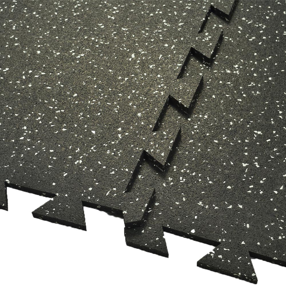 Interlocking Geneva Rubber Tile with Borders 10% Color 3/8 Inch x 35x35 Inch Open Interlocks