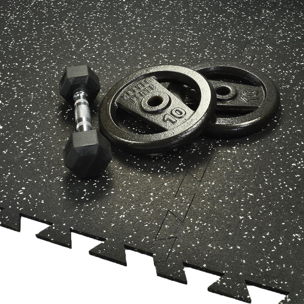 Interlocking Geneva Rubber Tile with Borders 10% Color 3/8 Inch x 35x35 Inch Tile with weights on top