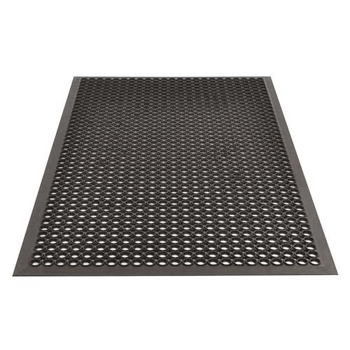 Choice 3' x 10' Black Rubber Anti-Fatigue Floor Mat with Beveled Edge -  1/2 Thick