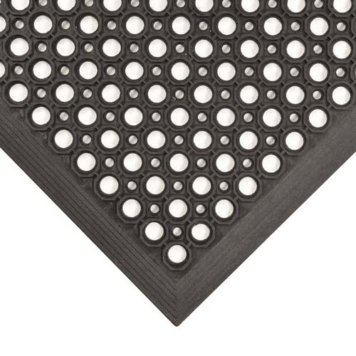 Choice 3' x 5' Black Rubber Straight Edge Anti-Fatigue Floor Mat