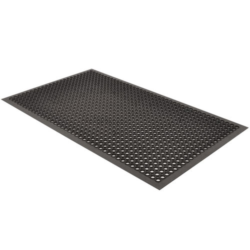 Choice 3' x 10' Black Rubber Anti-Fatigue Floor Mat with Beveled Edge -  1/2 Thick