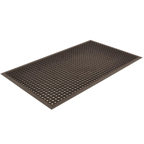 Beveled Drain Step Anti-Fatigue Mat 3X5 ft Black full ang left.