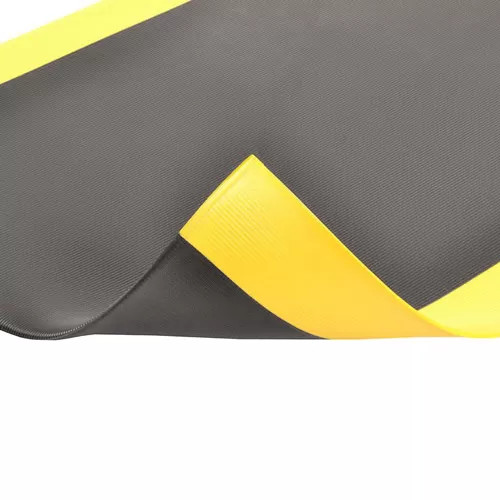 Blade Runner with Dyna Shield Anti-Fatigue Mat 3x12 ft black and yellow curl.