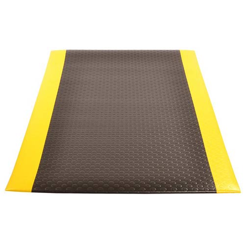 Bubble Sof-Tred with Dyna Shield Anti-Fatigue Mat 4x60 ft full tile black and yellow.