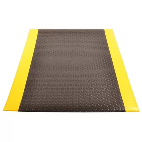 Bubble Sof-Tred with Dyna Shield Anti-Fatigue Mat 2x6 ft full tile black and yellow.