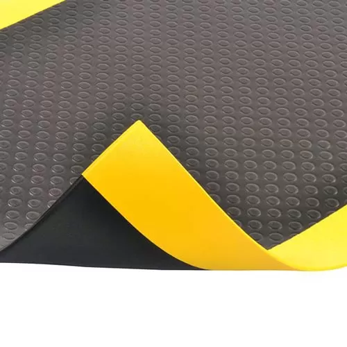 Bubble Sof-Tred with Dyna Shield Anti-Fatigue Mat 2x60 ft black yellow corner curl.