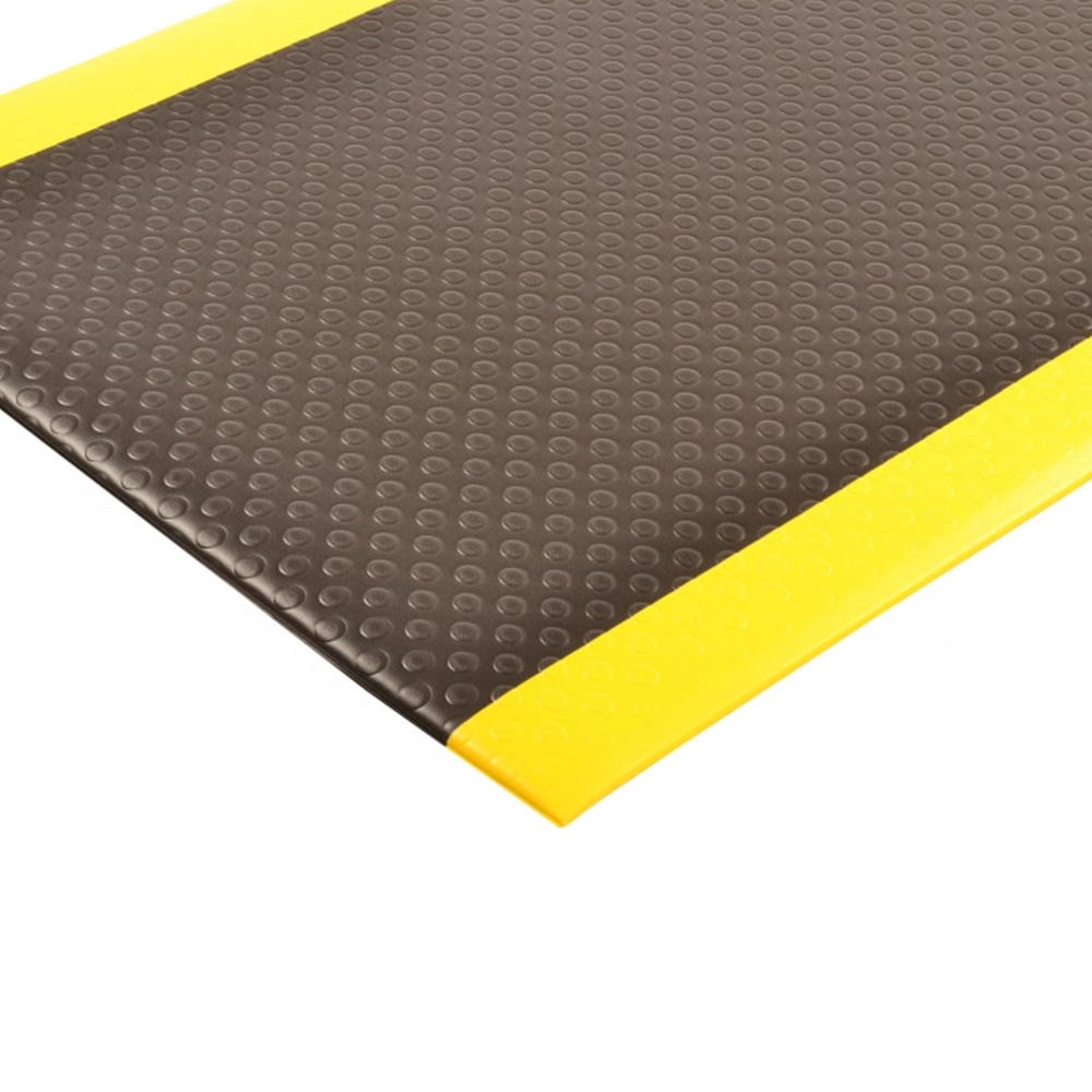 Bubble Sof-Tred with Dyna Shield Anti-Fatigue Mat 2x6 ft black yellow corner