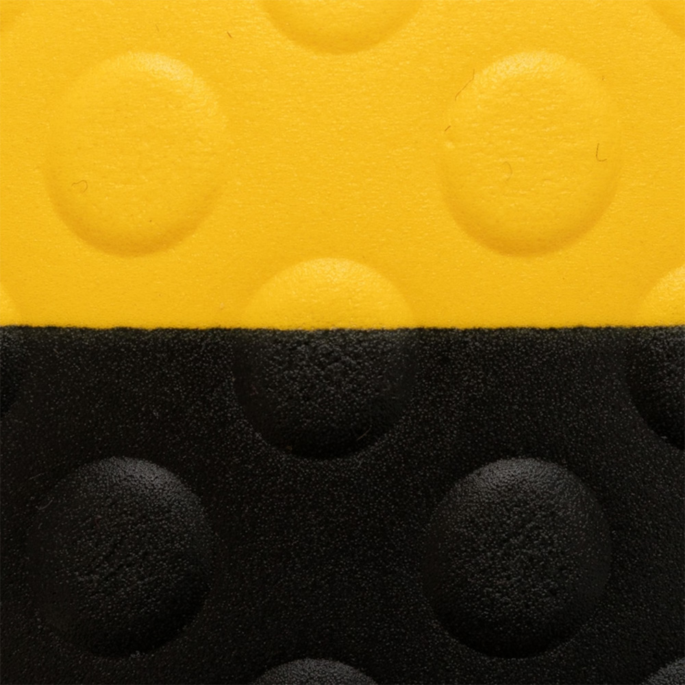 Bubble Sof-Tred with Dyna Shield Anti-Fatigue Mat 2x6 ft black yellow texture closeup
