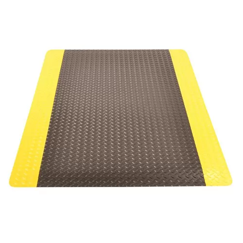 Cushion Trax Anti-Fatigue Mat 5x75 ft full tile black yellow.