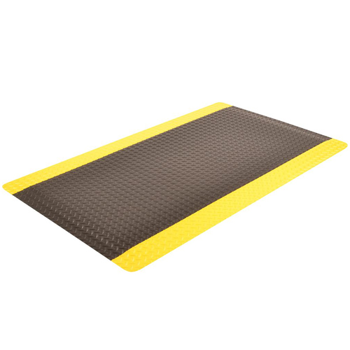 Cushion Trax Anti-Fatigue Mat 5x75 ft full ang black yellow.