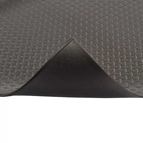 Diamond Sof-Tred With Dyna Shield Anti-Fatigue Mat 3x4 ft black tile corner curl.