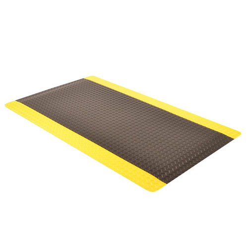 Diamond Tuff Anti-Fatigue Mat 4x75 ft full ang black yellow.