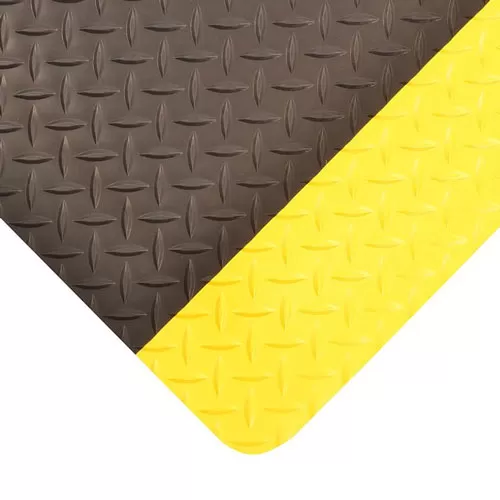 Diamond Tuff Max Anti-Fatigue Mat 2x75 ft black yellow corner.
