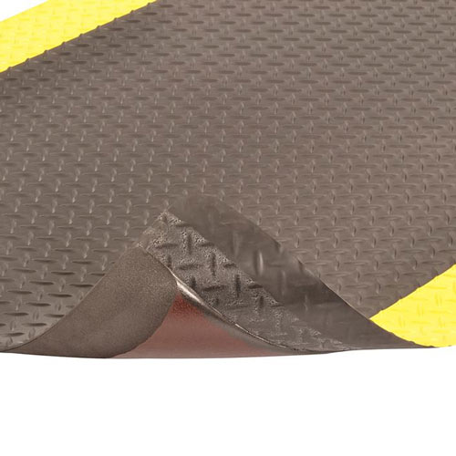 Dura Trax Anti-Fatigue Mat 3X5 ft close curl black yellow.