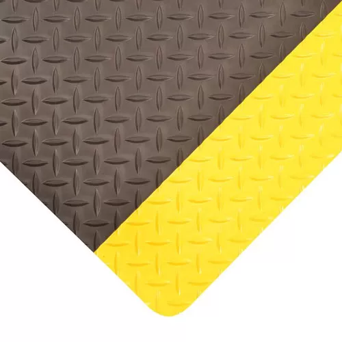 Dura Trax Grande Anti-Fatigue Mat 3x75 ft black yellow corner