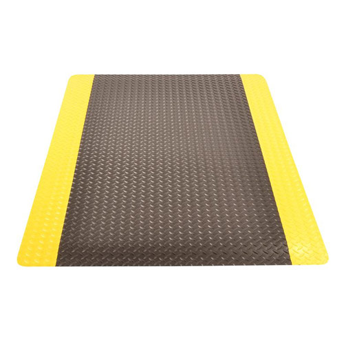 Ergo Trax Anti-Fatigue Mat 3x12 ft black yellow full tile.